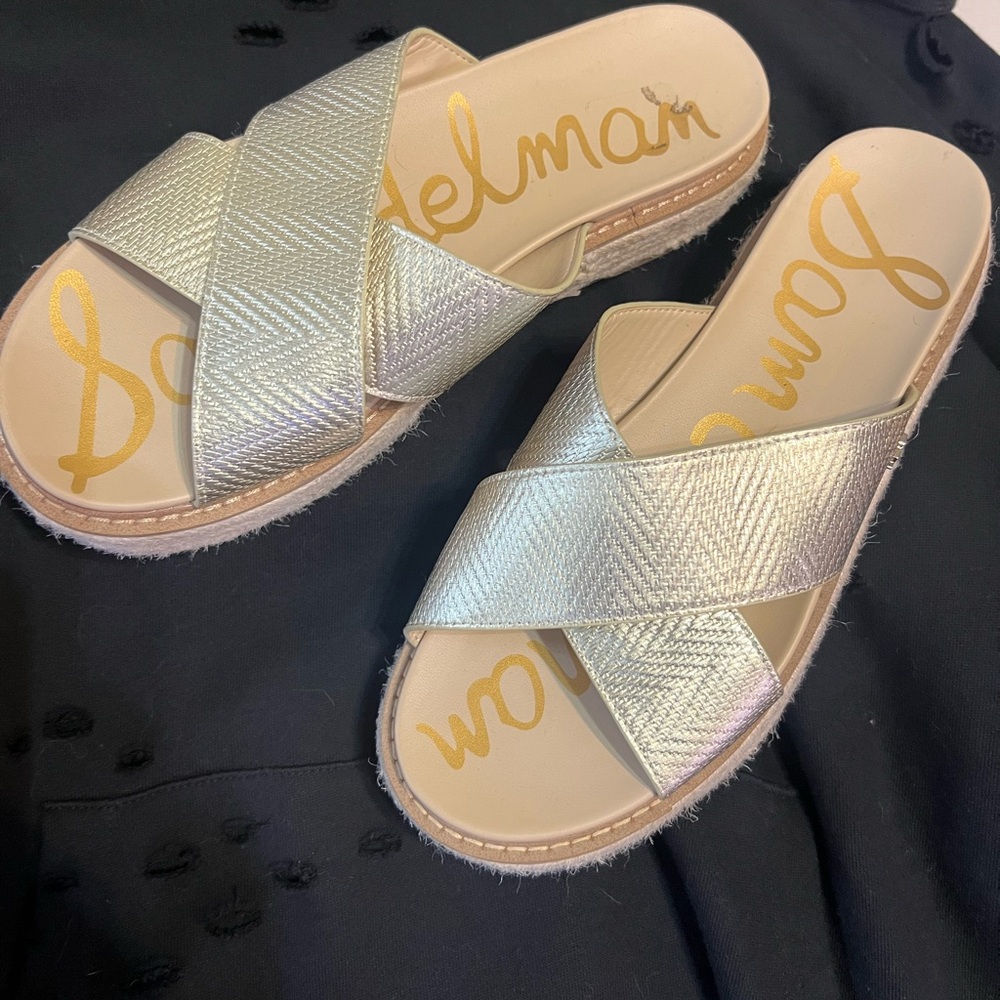 Sam Edelman Metallic Gold Korina Sandals - Size 10 - like new